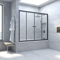 Шторка на ванну Vegas Glass Z2V NOVO 175 02M 01 175 см, профиль черный матовый, стекло прозрачное