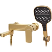 Смеситель для ванны Hansberge H4010MG с душевым гарнитуром, золотой матовый