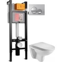 Комплект подвесной унитаз WeltWasser Baarbach 004GL-WT 10000003811 + система инсталляции Jacob Delafon E33131RU-NF + E20859-CP-MTC