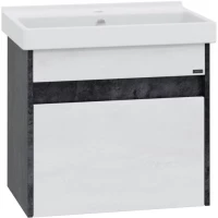 Тумба под раковину Санта Мира 700353 56,4 см, подвесная, бетон темный/светлый дуб