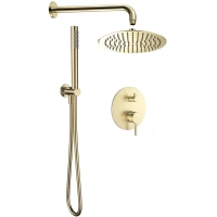 Душевой комплект AQUAme AQM8404BG 300 мм, со смесителем, золотой матовый