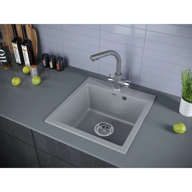 Кухонная мойка Paulmark Kante серый металлик PM105152-GRM