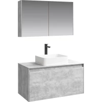 Комплект мебели бетон светлый 100 см Aqwella 5 Stars Mobi MOB0110BS + MOB0710BS + 641945 + MOB0410 + MOB0717BS