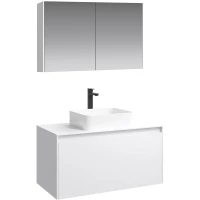 Комплект мебели белый глянец 100 см Aqwella 5 Stars Mobi MOB0110W + MOB0710W + 641945 + MOB0410 + MOB0717W