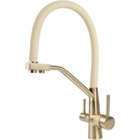 Смеситель для кухни Viko V-5832 с подключением к фильтру, гибким изливом, бронза/жасмин