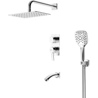 Душевой комплект Lemark Atlantiss LM3242C 300x200 мм, со смесителем, хром