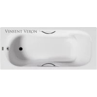 Ванна чугунная Vinsent Veron Aura VAU1507542H/VH0015CH 150x75 см, с ручками, белый