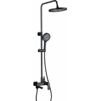 Душевая система Frap F2489-6 255 мм, со смесителем, черный матовый