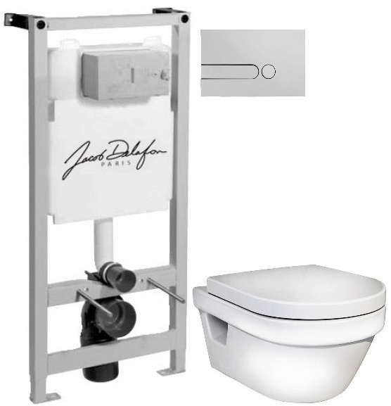 Комплект подвесной унитаз Gustavsberg Hygienic Flush 5G84HR01 + система инсталляции Jacob Delafon E5504-NF + E4326-CP