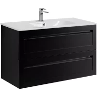 Тумба под раковину Art&Max Platino AM-Platino-1000-2C-SO-NM-Cer 99,2 см, подвесная, черный матовый