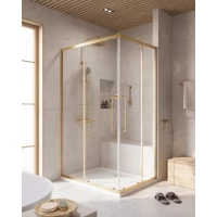 Душевой уголок Cezares Relax RELAX-304-AH-2-120/90-C-BORO 120x90 см, профиль золотой матовый, стекло прозрачное