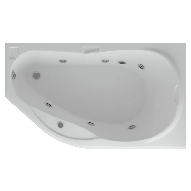 Акриловая гидромассажная ванна 170x100 см правая пневматическое управление плоские форсунки Aquatek Таурус