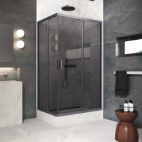 Душевой уголок Vegas Glass ZA-F Protec h1900 95*80 06 07 95x80 см, профиль оружейная сталь матовый, стекло графитовое