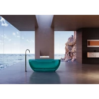 Ванна из полиэфирной смолы Abber Kristall AT9703Aquamarin 170x75 см, отдельностоящая, бирюзовый