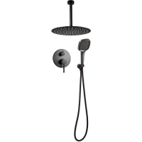 Душевой комплект Filarete Roun FL1029BG 300 мм, со смесителем, графит