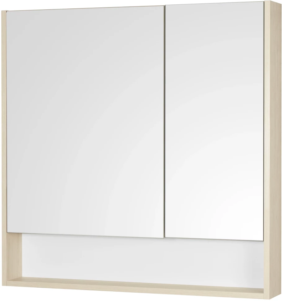 Зеркальный шкаф 85х85 см белый глянец/дуб верона Акватон Сканди 1A252302SDB20 - фото 1