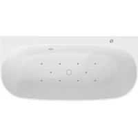 Ванна из литьевого мрамора Whitecross Make 0219.170080.200.AERO.GL 170x80,5 см, с гидромассажем, белый матовый