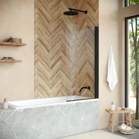 Шторка на ванну Vegas Glass EV LUX 70 02M crystalvision R 70 см R, профиль черный матовый, стекло прозрачное