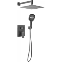 Душевой комплект Hansberge H6070BG 300 мм, со смесителем, графит