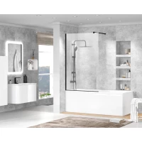 Шторка для ванны 90 см Cezares LIBERTA-V-1-90/155-C-NERO прозрачное