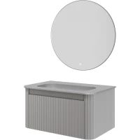 Комплект мебели Armadi Art Voi Luna 782-080-R-L + 786-080-L без отв. + 545-80-CR 82 см, подвесной, серый матовый