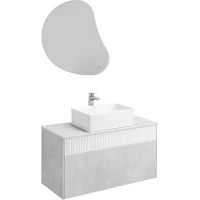 Комплект мебели светло-серый/белый матовый 100 см Акватон Марбл 1A276301MH4C0 + 732700B000 + 1A260902VO010