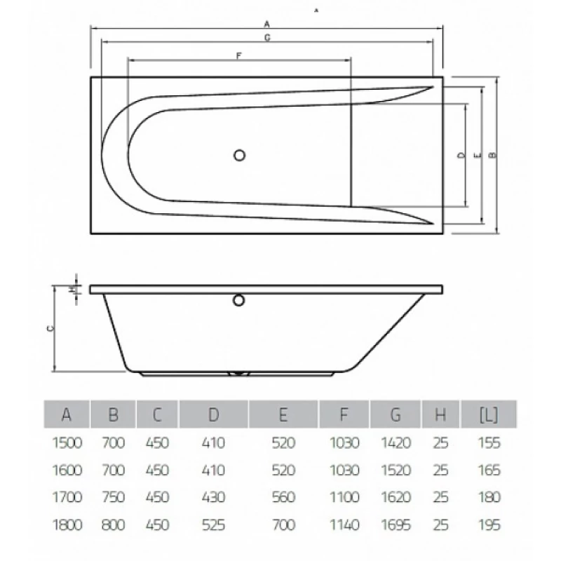 Акриловая ванна 170x75 см Vayer Boomerang GL000009590