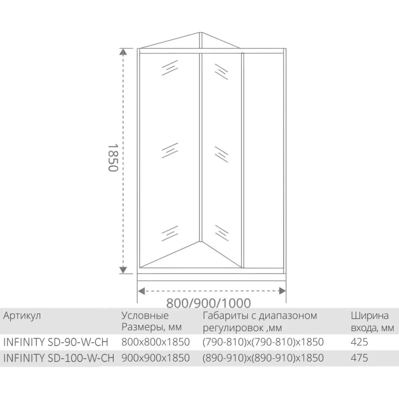 Душевая дверь 90 см Good Door Infinity SD-90-W-CH прозрачный с рисунком