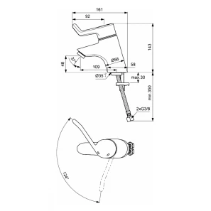 Изображение товара смеситель для раковины без донного клапана ideal standard ceraplus b8220aa