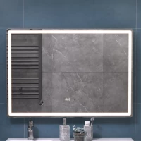 Зеркало Vigo Geometry Luxe 211 100x70 см, с LED-подсветкой, сенсорным выключателем, диммером, антизапотеванием, часами