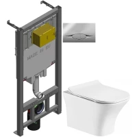 Комплект подвесной унитаз Orange C02-100W + система инсталляции Jacob Delafon E29025-NF + E29027-CP