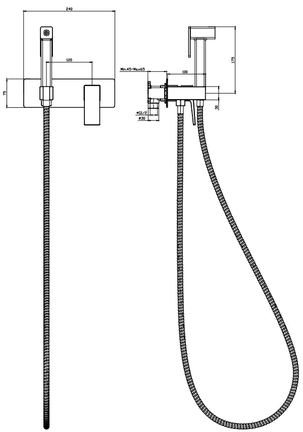 Гигиенический душ Splenka S01.52.06 со смесителем, черный матовый - фото 2