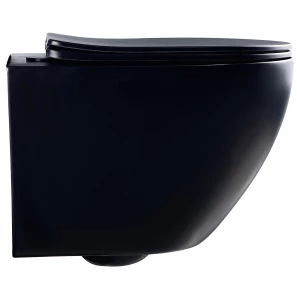 Изображение товара унитаз подвесной bogner br-4455bl безободковый, с сиденьем микролифт, черный матовый