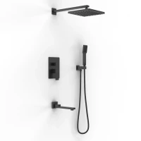 Душевой комплект Berges Nardis 3S 071011 230 мм, со смесителем, черный матовый