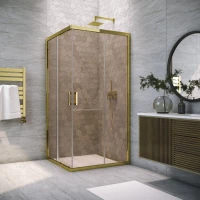 Душевой уголок Vegas Glass ZA TUR NOVO 80 09 05 80x80 см, профиль золотой, стекло бронза
