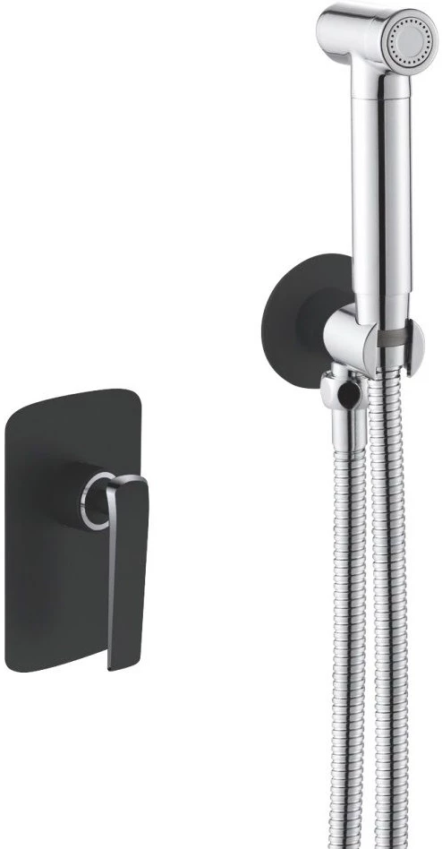 Гигиенический душ Rose R1305H со смесителем, хром/черный матовый гигиенический душ со смесителем rose r02q бронза r0205q