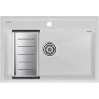 Кухонная мойка Paulmark Stepia PM117551-WH+A375-BS 75x51 см, белый 