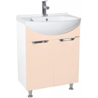 Тумба с раковиной бежевый глянец/белый глянец 55 см Bellezza Альфа 4638808000074 + 4607152360660