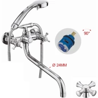 Смеситель для ванны D-Lin D146825-3 универсальный, с душевым гарнитуром, хром