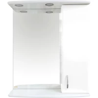 Зеркальный шкаф Misty Астра Э-Аст04060-01СвП 61,5x72 см R, с подсветкой, выключателем, белый глянец