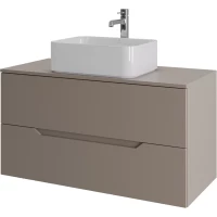 Тумба с раковиной Orange Line Li-100TuLMDF+B02-460W 100,4 см, подвесная, со столешницей, латте матовый