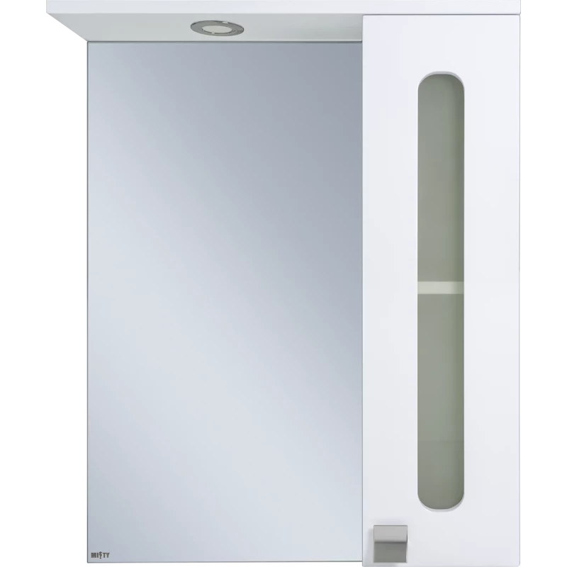 Зеркальный шкаф Misty Урал Э-Ура-04060-021П 60x72 см R, с подсветкой, выключателем, белый глянец