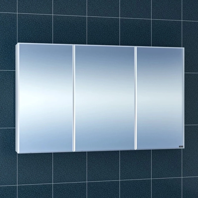 Зеркальный шкаф 121x73 см белый глянец Санта Стандарт 113019