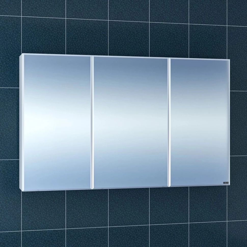 Зеркальный шкаф 121x73 см белый глянец Санта Стандарт 113019 универсальный зеркальный шкаф санта аврора 60 700333