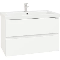 Тумба с раковиной белый глянец 80 см Onika Эвада 108058 + UM-COM80/1