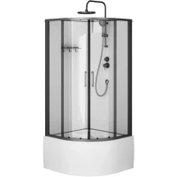 Душевая кабина Am.Pm Above W9XC-401A-9090BT 91x91x225 см, без крыши, высокий поддон, профиль черный матовый, стекло прозрачное