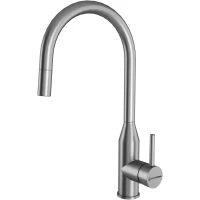 Смеситель для кухни KuchenStern Tida S 409SS40 CoolStart, с выдвижным изливом, нержавеющая сталь