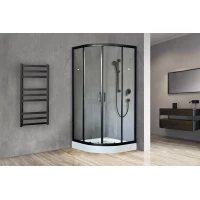 Душевой уголок с поддоном Royal Bath RB90HK-T-BL 90x90 см, профиль черный матовый, стекло прозрачное