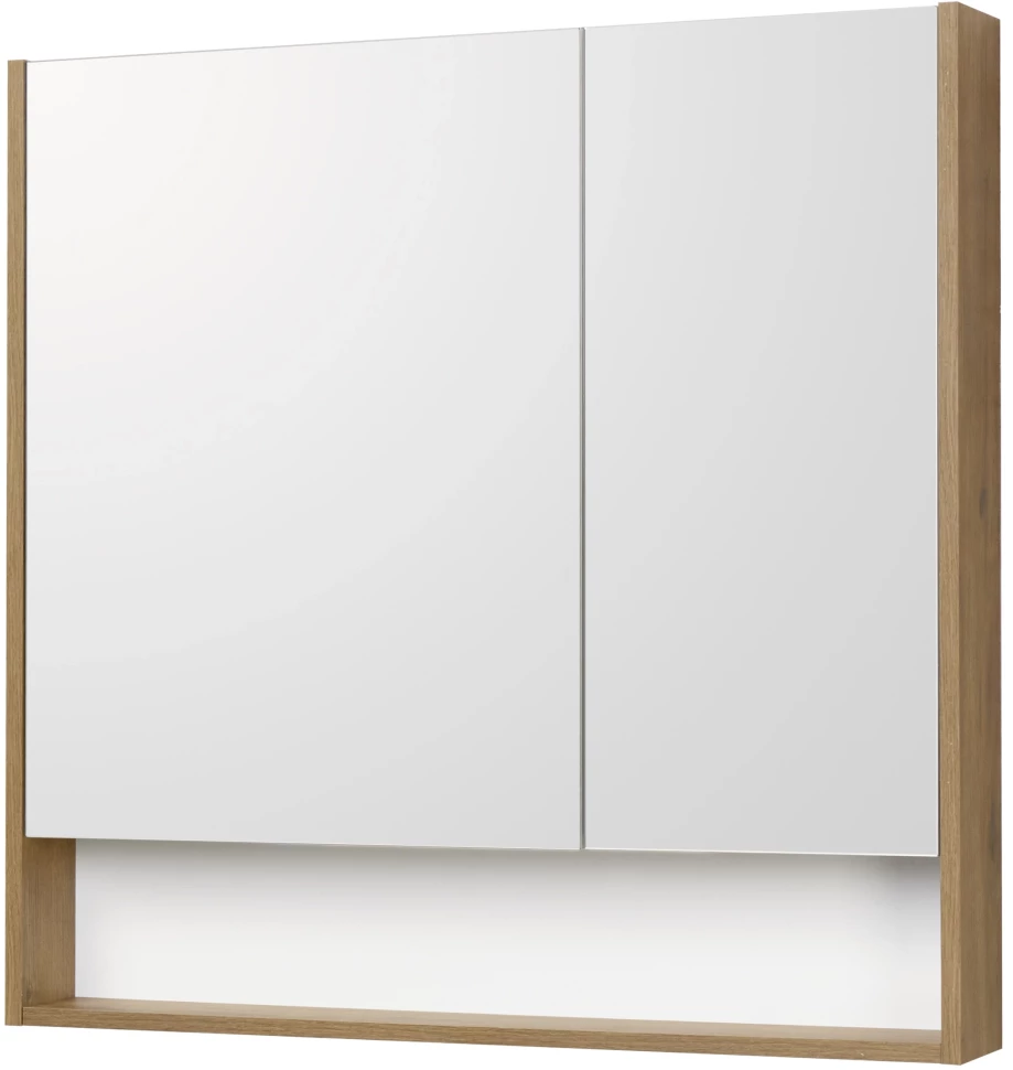 Зеркальный шкаф 85x85 см белый матовый/дуб рустикальный Акватон Сканди 1A252302SDZ90