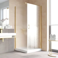 Душевой уголок Vegas Glass EP-Fis LUX 90*80 09 02 R 90x80 см R, профиль золотой, стекло шиншилла